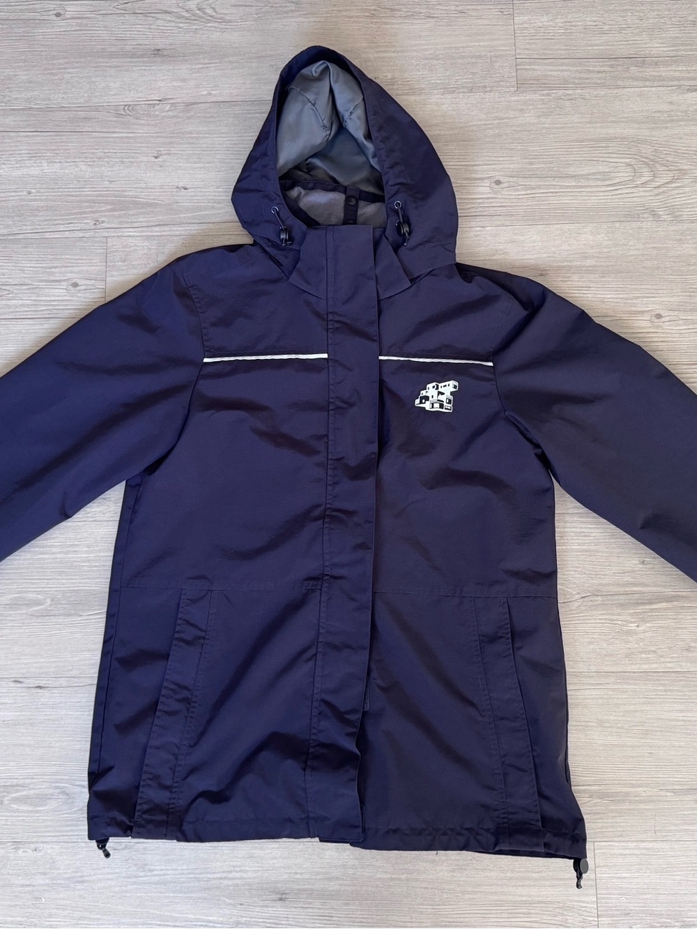 Lands' End Women's Squall Rain Jacket Size S (6-8) Dark Navy Blue Hooded Shell
